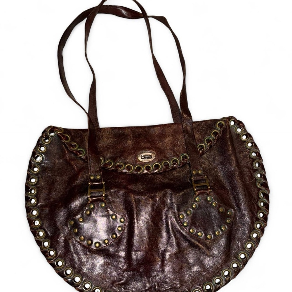E.d.e NYC  Brown Leather Studded Women's Bag